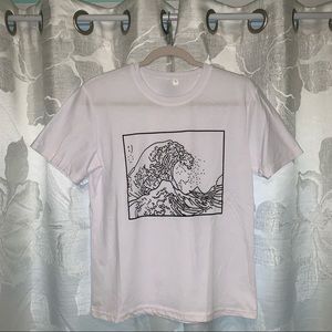 SHEIN White “The Great Wave” T Shirt